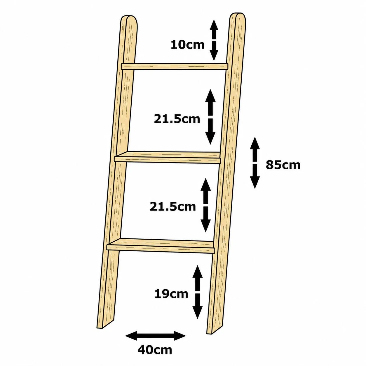 Decorative Wooden 3 Tier Ladder Shelf