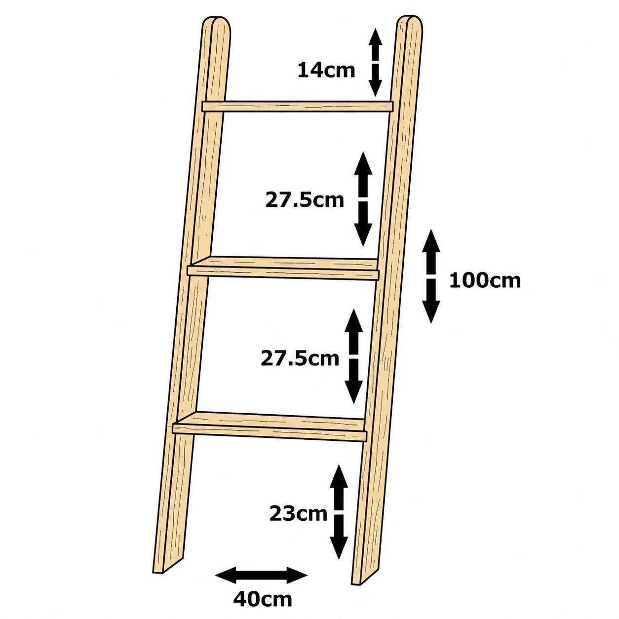 Decorative Wooden 3 Tier Ladder Shelf