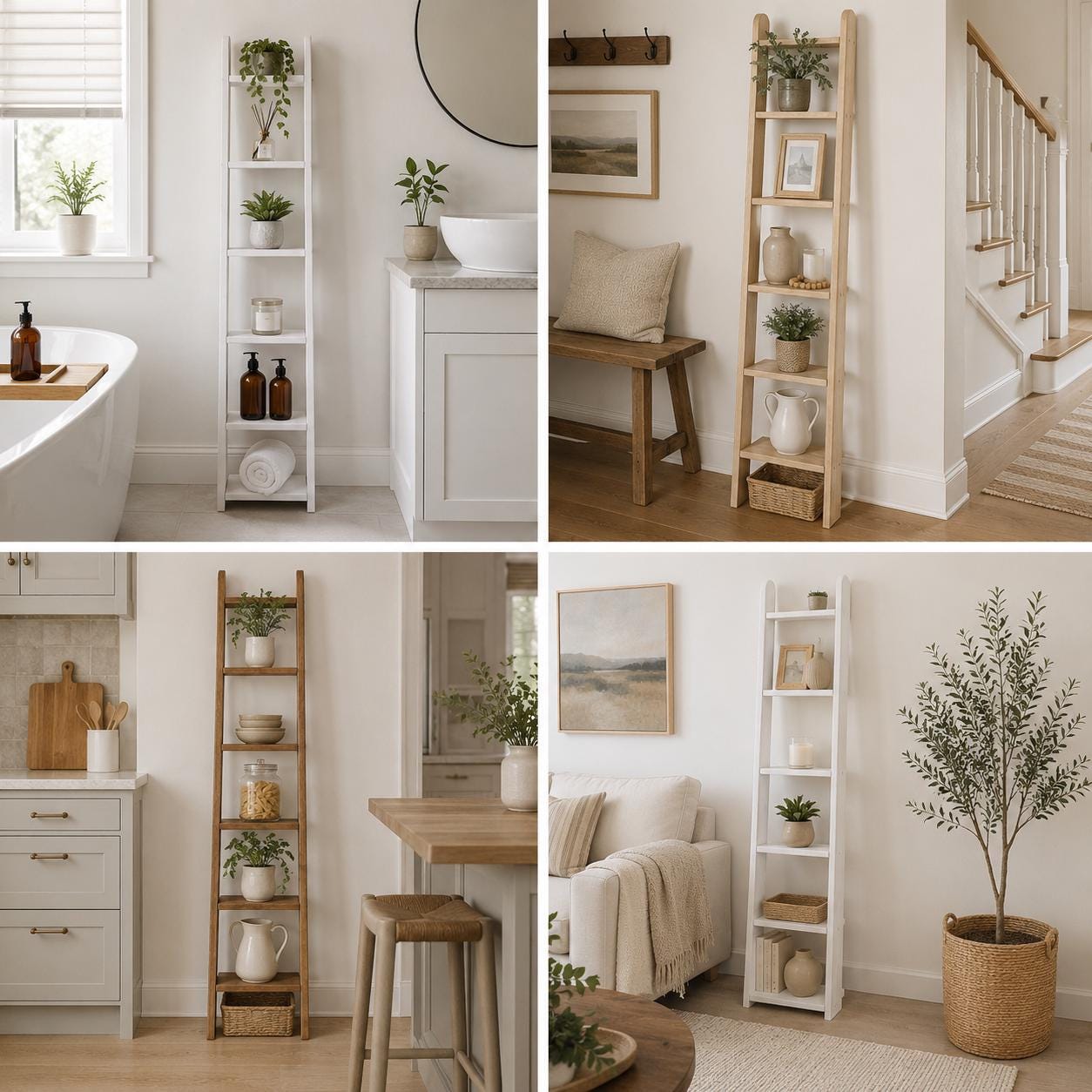 Decorative  Wooden 5 Tier Ladder Shelf